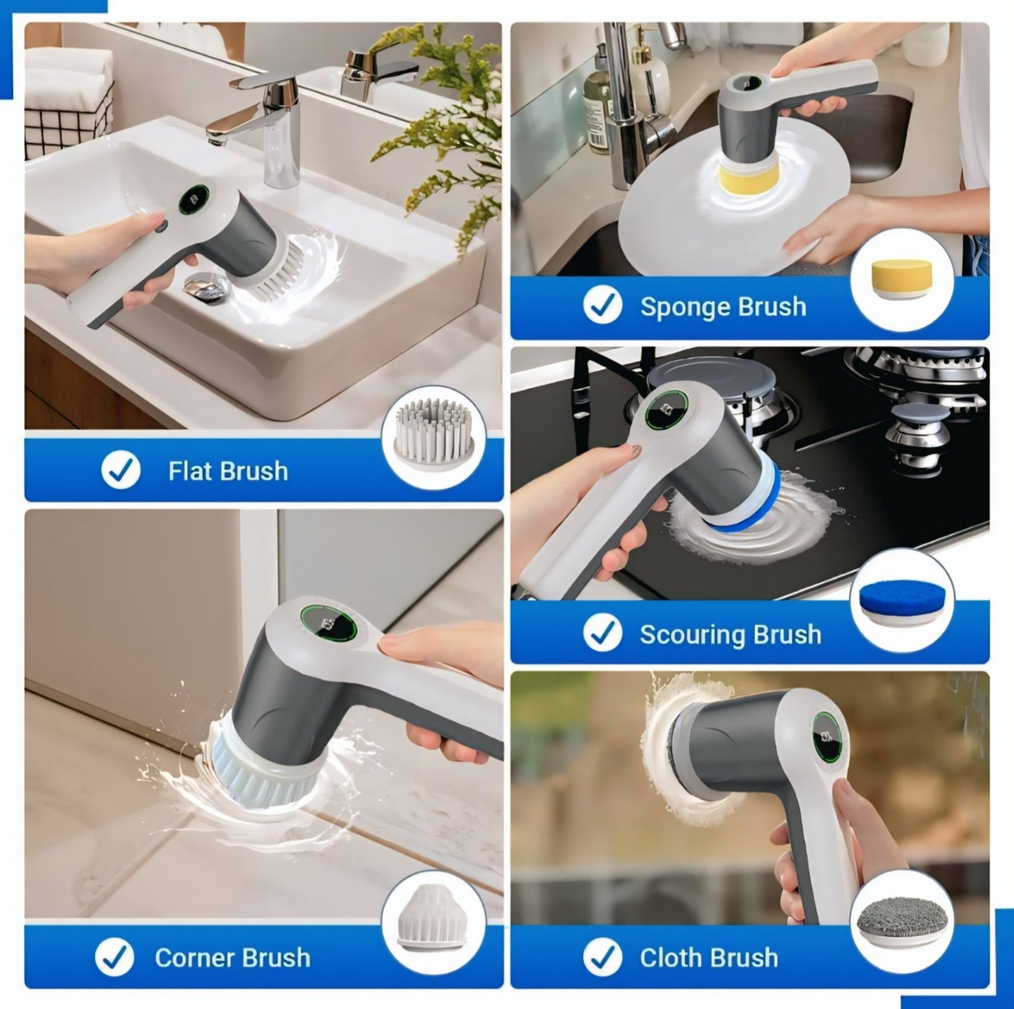 360° Cordless Electric Spin Scrubber | Rechargeable Waterproof Cleaning Brush with 180 Min Battery Backup