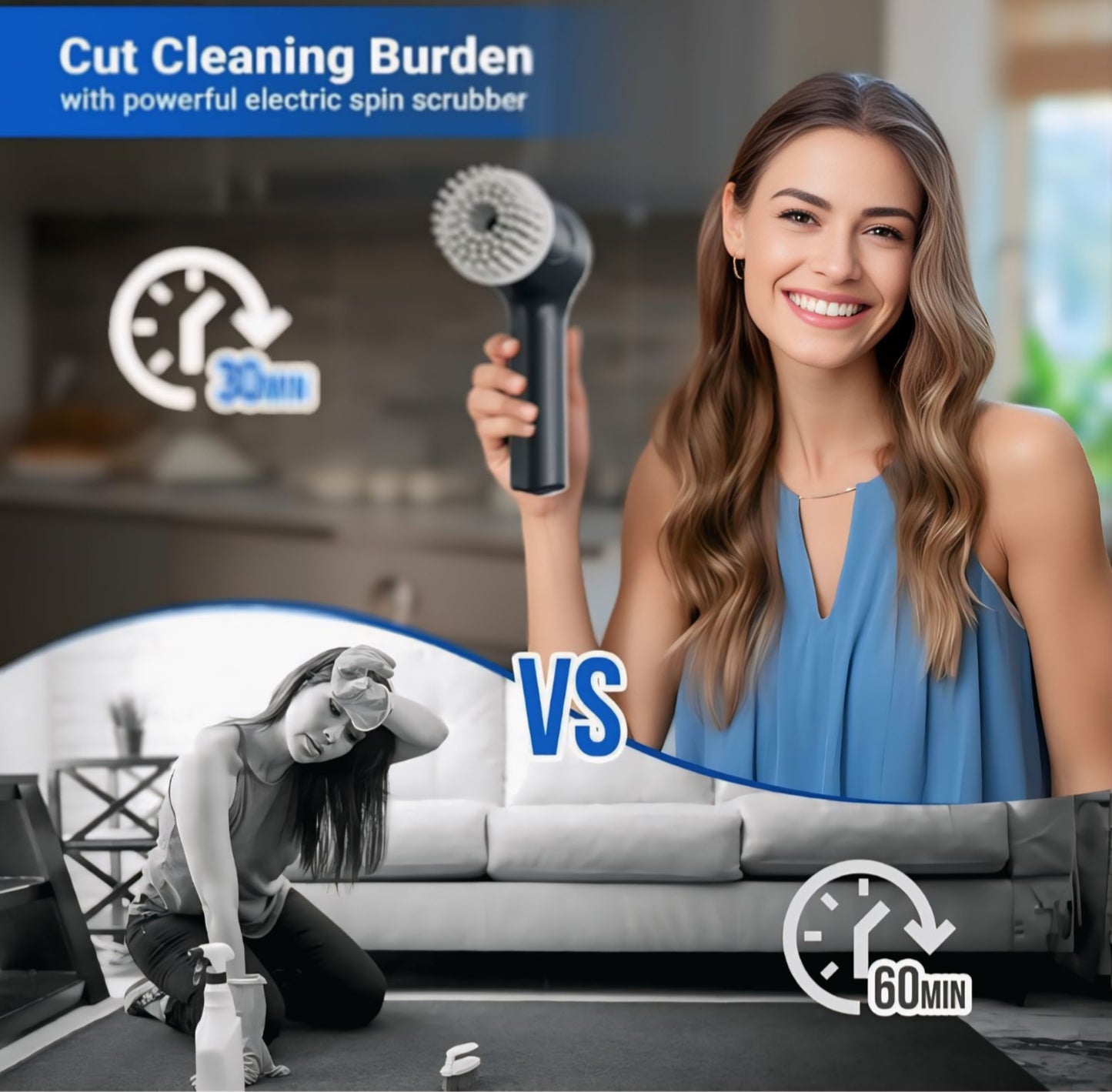 360° Cordless Electric Spin Scrubber | Rechargeable Waterproof Cleaning Brush with 180 Min Battery Backup